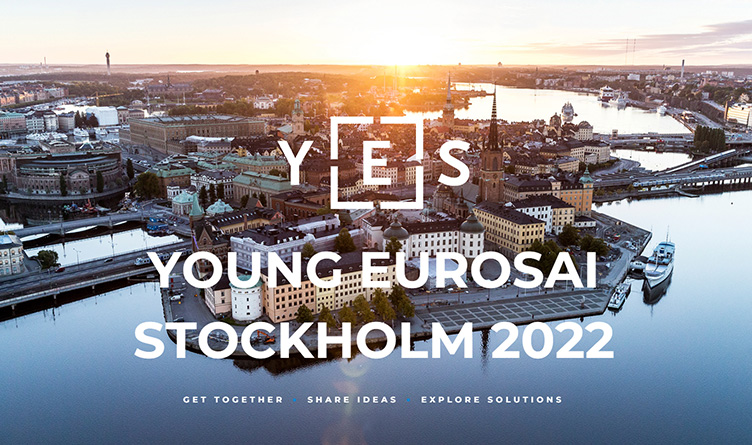 Stockholm seen from above in sunset. The YES conference logo and name are ritten on the image.