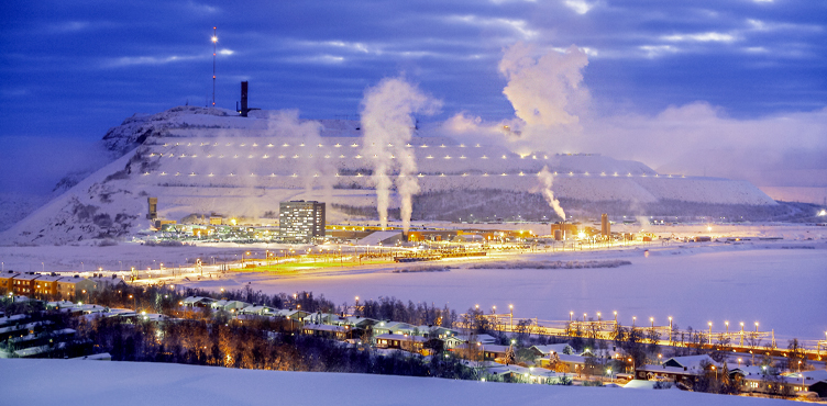 LKAB:s gruvområde i Kiruna.